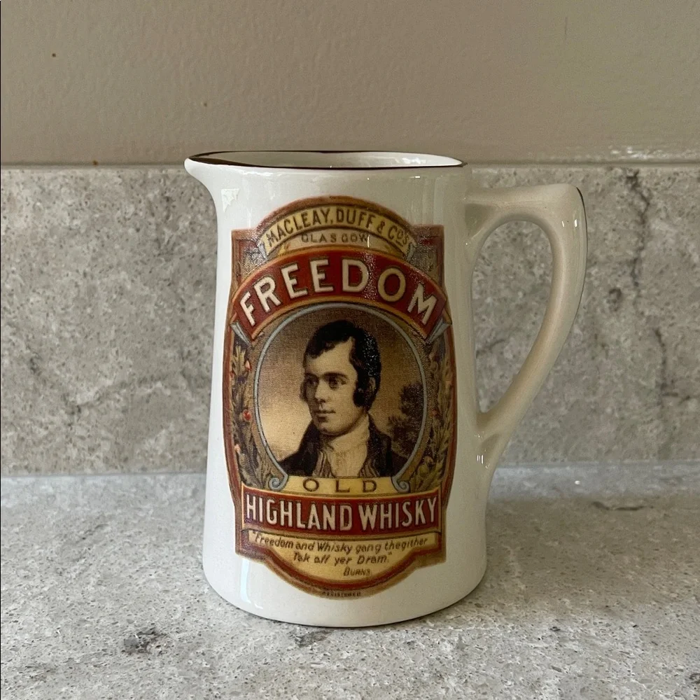 Vintage Fine Derbyshire Pottery Freedom Highland Whisky Ceramic Pitcher